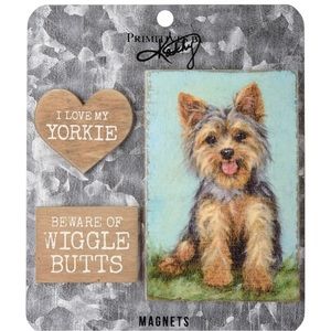 YORKSHIRE DOG Memo Magnet Set YORKIE Artwork Home Office Puppy Dog Lovers Gifts